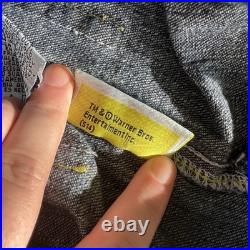 Vintage RARE Warner Bros Tweety Bird Blue Denim Short Overalls 12 Months