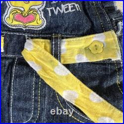 Vintage RARE Warner Bros Tweety Bird Blue Denim Short Overalls 12 Months