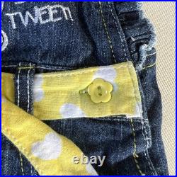 Vintage RARE Warner Bros Tweety Bird Blue Denim Short Overalls 12 Months