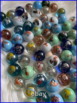 Vintage Rare Looney Tunes Marbles Set of 84 Pieces, Warner Bros 2.5cm Bugs Bunny
