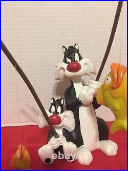 Vintage Rare Warner Brothers Sylvester The Cat And Junior Fishing Figure