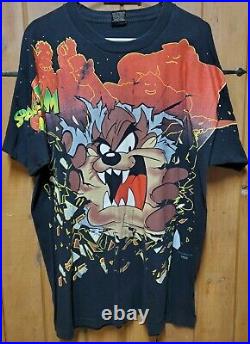 Vintage Space Jam Taz Shirt 90s All Over Print Rare Double Sided XL