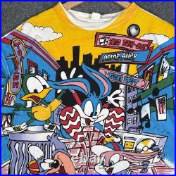 Vintage Tiny Toons Shirt Adult XL AOP 90s FREEZE Warner Bros Looney Tunes RARE