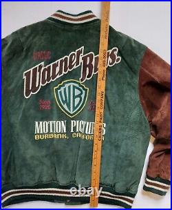 Vintage Warner Bros Leather Bomber Jacket Suede VTG Rare 1995. Mens Size Medium