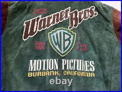 Vintage Warner Bros Leather Bomber Jacket Suede VTG Rare 1995. Mens Size Medium