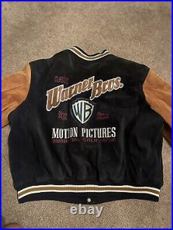 Vintage Warner Bros Leather Bomber Jacket Suede VTG Rare 1995. Mens XL