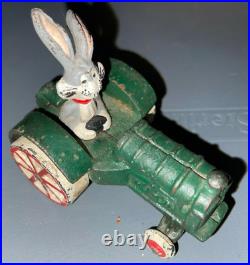 Vintage Warner Bros Looney Tunes Bugs Bunny Riding a Cast Iron Tractor RARE