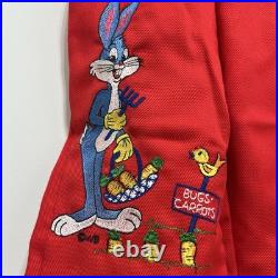 Vintage Warner Bros RARE Bugs Bunny Red Ruffle Embroidered Kid's Jumpsuit Sz 2T