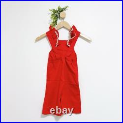 Vintage Warner Bros RARE Bugs Bunny Red Ruffle Embroidered Kid's Jumpsuit Sz 2T