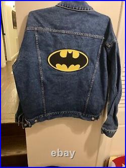 Vintage Warner Bros Store DC Comics BATMAN Blue Denim Jacket RARE Size XL