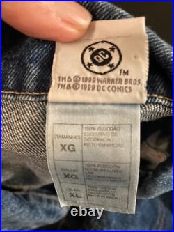 Vintage Warner Bros Store DC Comics BATMAN Blue Denim Jacket RARE Size XL