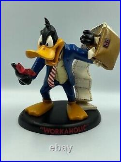 Vintage Warner Bros Store Daffy Duck Workaholic Statue & Box Rare 1994