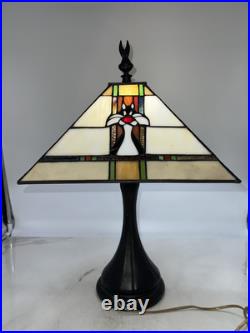 Vintage Warner Bros Sylvester & Tweety Bird Looney Tunes Stained Glass Lamp Rare