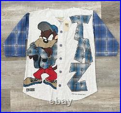 Vintage Warner Bros Tasmanian Devil Baseball Jersey Shirt Kids L 1994 RARE