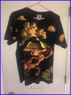 Vintage Wile E Coyote & Road Runner Warner Bros AOP Shadow Shirt Sz M RARE 1995