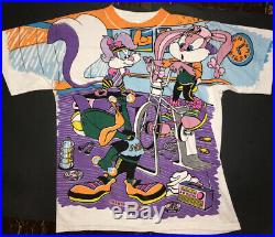 Vtg 1993 All Over Print T-shirt Warner Bros. Tiny Tunes Rare Large Looney Tunes
