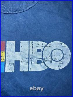 Vtg Rare Warner Bros Discovery HBO 80's Retro Logo Shirt Rainbow Design Sz Large