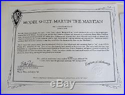 WARNER BROS. MARVIN THE MARTIAN RARE ARTIST PROOF MODEL SHEET CEL with COA 39/75
