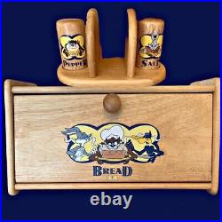 WARNER BROS Studio Vintage Bread Box /& RARE Matching Napkin Holder WithS&P Shaker