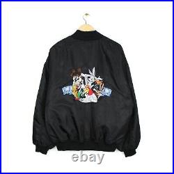 Warner Bros 1997 Looney Tunes Vintage Rare Embroidered Varsity Nylon Jacket L