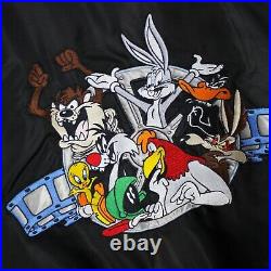 Warner Bros 1997 Looney Tunes Vintage Rare Embroidered Varsity Nylon Jacket L