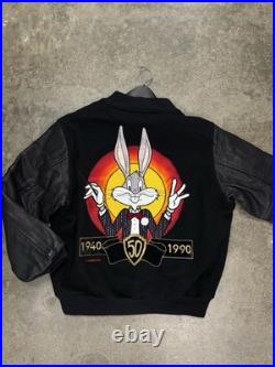 Warner Bros 50th Anniv. Tony Guetta Too Cute Bugs Bunny Wool Leather jacket RARE
