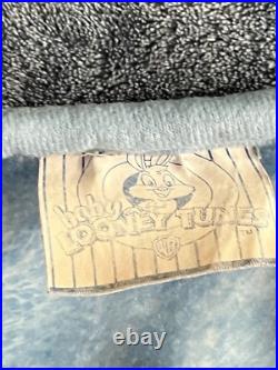 Warner Bros Baby Looney Tunes Blanket Blue Bugs Bunny Tweety Bird Flowers RARE Warner Bros Baby Looney Tunes Blanket Blue Bugs Bunny Tweety Bird Flowers RARE