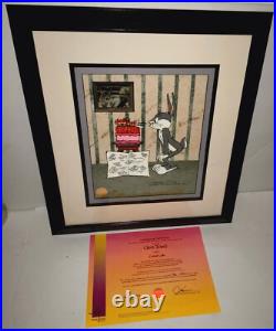 Warner Bros Bugs Bunny 60th Birthday Cel Carrot Cake Signed Chuck Jones Rare Art Warner Bros Bugs Bunny 60th Birthday Cel Carrot Cake Signed Chuck Jones Rare Art