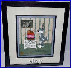 Warner Bros Bugs Bunny 60th Birthday Cel Carrot Cake Signed Chuck Jones Rare Art Warner Bros Bugs Bunny 60th Birthday Cel Carrot Cake Signed Chuck Jones Rare Art