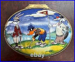 Warner Bros Bugs Bunny Daffy Duck Golf Rare 1993 Enamel Pill Box Looney Tunes WB Warner Bros Bugs Bunny Daffy Duck Golf Rare 1993 Enamel Pill Box Looney Tunes WB