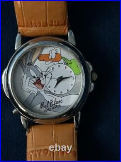 Warner Bros Bugs Bunny Talking Watch Mel Blanc RARE 1998 Leather Band