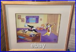 Warner Bros Cel And Baby Makes Three Rare Sylvester Looney Tunes Animation Art