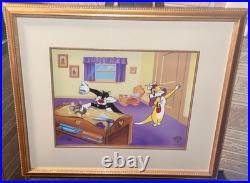 Warner Bros Cel And Baby Makes Three Rare Sylvester Looney Tunes Animation Art