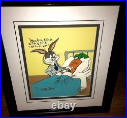 Warner Bros Cel Bugs Bunny Signed 2X By Chuck Jones Rare Bugs Sick Carrot Warner Bros Cel Bugs Bunny Signed 2X By Chuck Jones Rare Bugs Sick Carrot