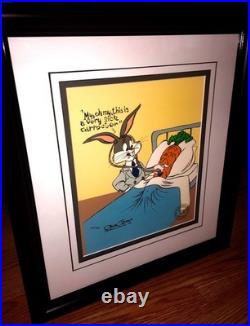 Warner Bros Cel Bugs Bunny Signed 2X By Chuck Jones Rare Bugs Sick Carrot Warner Bros Cel Bugs Bunny Signed 2X By Chuck Jones Rare Bugs Sick Carrot