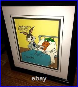 Warner Bros Cel Bugs Bunny Signed 2X By Chuck Jones Rare Bugs Sick Carrot Warner Bros Cel Bugs Bunny Signed 2X By Chuck Jones Rare Bugs Sick Carrot