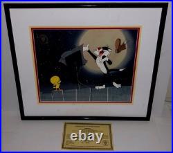 Warner Bros Cel Tweety Bird Sylvester Cat Traviata Rare Hand Painted Animation