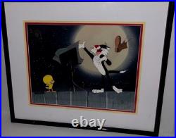 Warner Bros Cel Tweety Bird Sylvester Cat Traviata Rare Hand Painted Animation