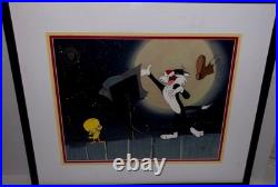 Warner Bros Cel Tweety Bird Sylvester Cat Traviata Rare Hand Painted Animation