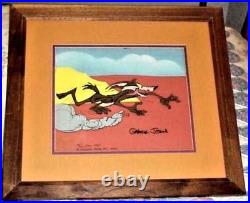 Warner Bros Cel Wile e Coyote Chuck Jones Signed Hot Pursuit Rare Animation Art