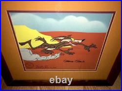 Warner Bros Cel Wile e Coyote Chuck Jones Signed Hot Pursuit Rare Animation Art