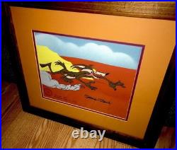 Warner Bros Cel Wile e Coyote Chuck Jones Signed Hot Pursuit Rare Animation Art