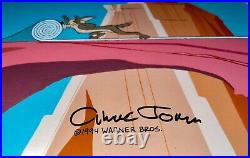 Warner Bros Original Cel Rare Chuck Jones Signed Wile E Coyote Chariots Of Fur