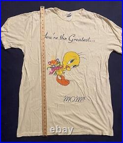 Warner Bros Rare Vintage Tweety Bird Short Sleeve One Size Mom Logo T Shirt