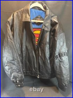 Warner Bros Superman Genuine Leather Jacket 3XL Man of Steel DC Comics Rare