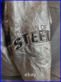 Warner Bros Superman Genuine Leather Jacket 3XL Man of Steel DC Comics Rare