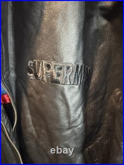 Warner Bros Superman Genuine Leather Jacket 3XL Man of Steel DC Comics Rare