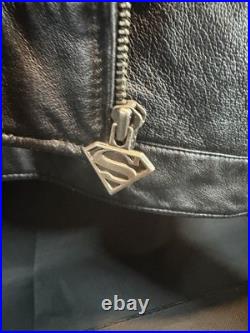 Warner Bros Superman Genuine Leather Jacket 3XL Man of Steel DC Comics Rare