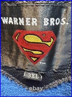 Warner Bros Superman Genuine Leather Jacket 3XL Man of Steel DC Comics Rare