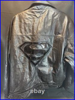 Warner Bros Superman Genuine Leather Jacket 3XL Man of Steel DC Comics Rare